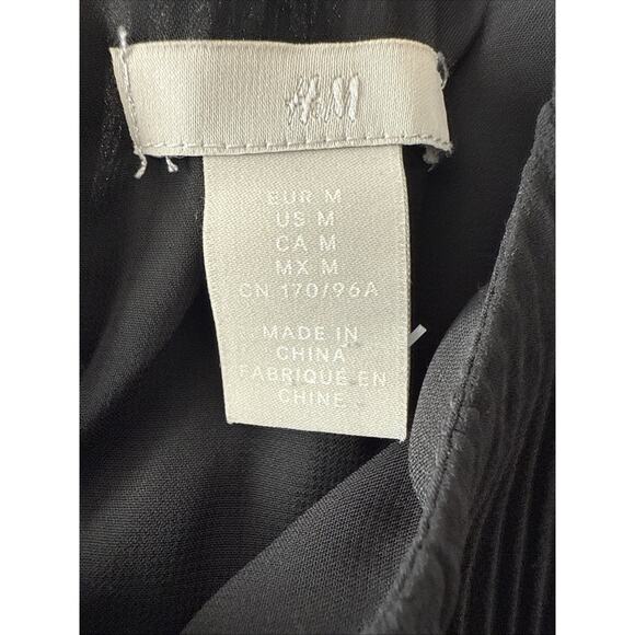 H&M Women’s M Whimsigoth Pleated Sleeveless Tunic Sheer Lined Blouse Boho Chic - Picture 3 of 8